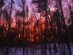 Multicolored Sunset on a Snow Covered Ridge in the Catskills