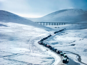 Mountain Pass Ice Storm in Qinghai