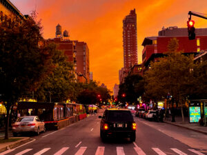 Crossing Columbus Avenue at Dusk (New York)
