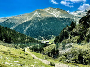 Hiking in the Pyrenees near Vall de Nuria (Spain)